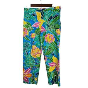 Lauren Ralph Lauren Tropical Crop Stretch Pants Size 10 Vibrant Multicolor